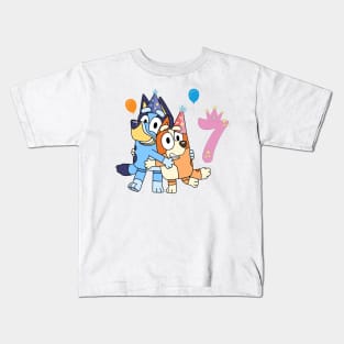 Bluey Happy 7 Years Birthday Kids T-Shirt